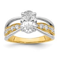 14ktt Certified Oval Center Lab Grown Diamond VS+ F+ Ring view 1