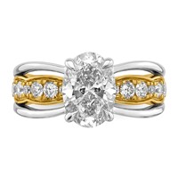 14ktt Certified Oval Center Lab Grown Diamond VS+ F+ Ring view 4