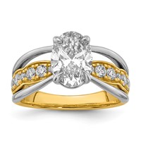 14ktt Certified Oval Center Lab Grown Diamond VS+ F+ Ring view 1
