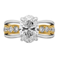 14ktt Certified Oval Center Lab Grown Diamond VS+ F+ Ring view 4