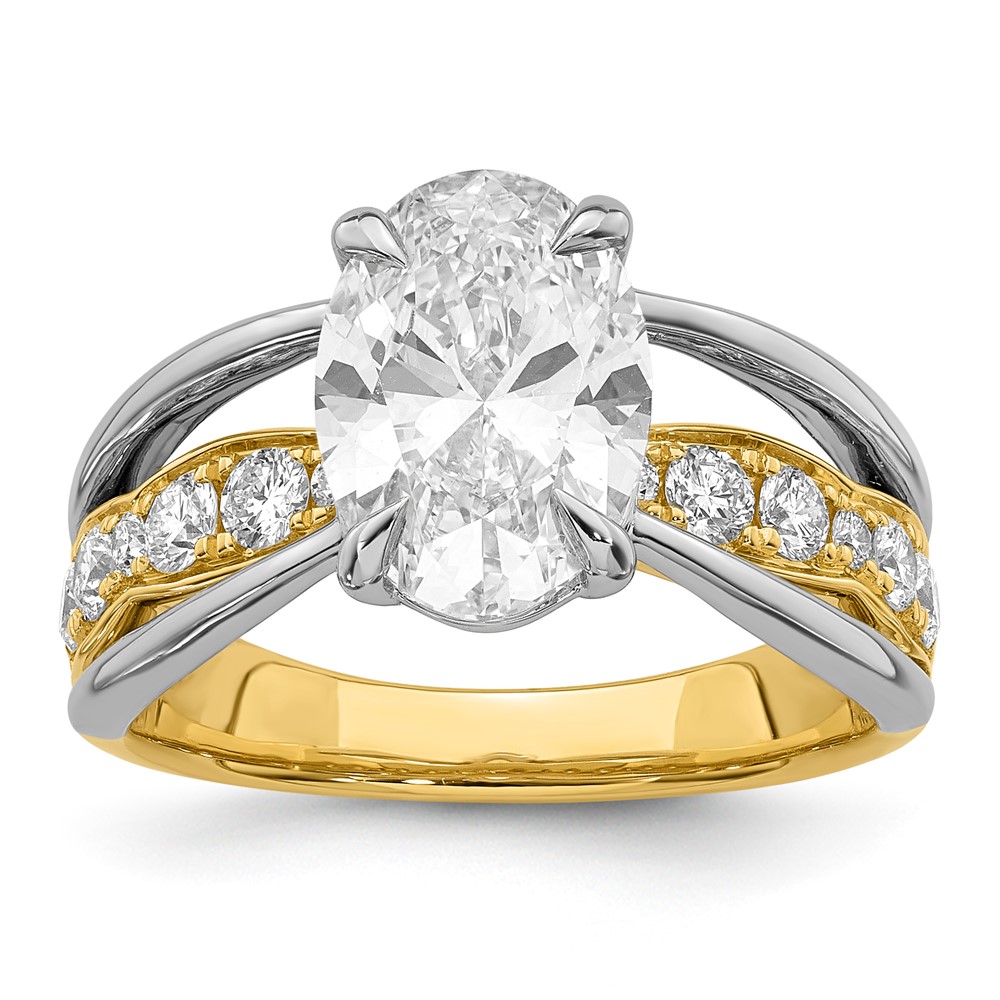 14ktt Certified Oval Center Lab Grown Diamond VS+ F+ Ring