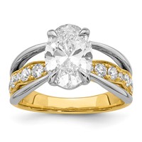 14ktt Certified Oval Center Lab Grown Diamond VS+ F+ Ring view 1