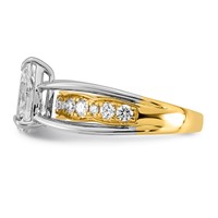 14ktt Certified Pear Center Lab Grown Diamond VS+ F+ Ring view 3