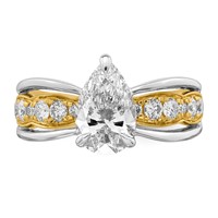 14ktt Certified Pear Center Lab Grown Diamond VS+ F+ Ring view 4