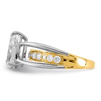 14ktt Certified Pear Center Lab Grown Diamond VS+ F+ Ring view 3