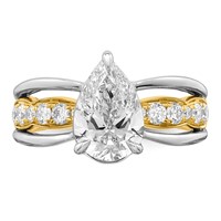14ktt Certified Pear Center Lab Grown Diamond VS+ F+ Ring view 4