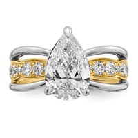 14ktt Certified Pear Center Lab Grown Diamond VS+ F+ Ring view 4