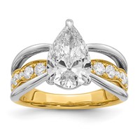 14ktt Certified Pear Center Lab Grown Diamond VS+ F+ Ring view 1