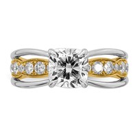 14ktt Certified Cushion Center Lab Grown Diamond VS+ F+ Ring view 4