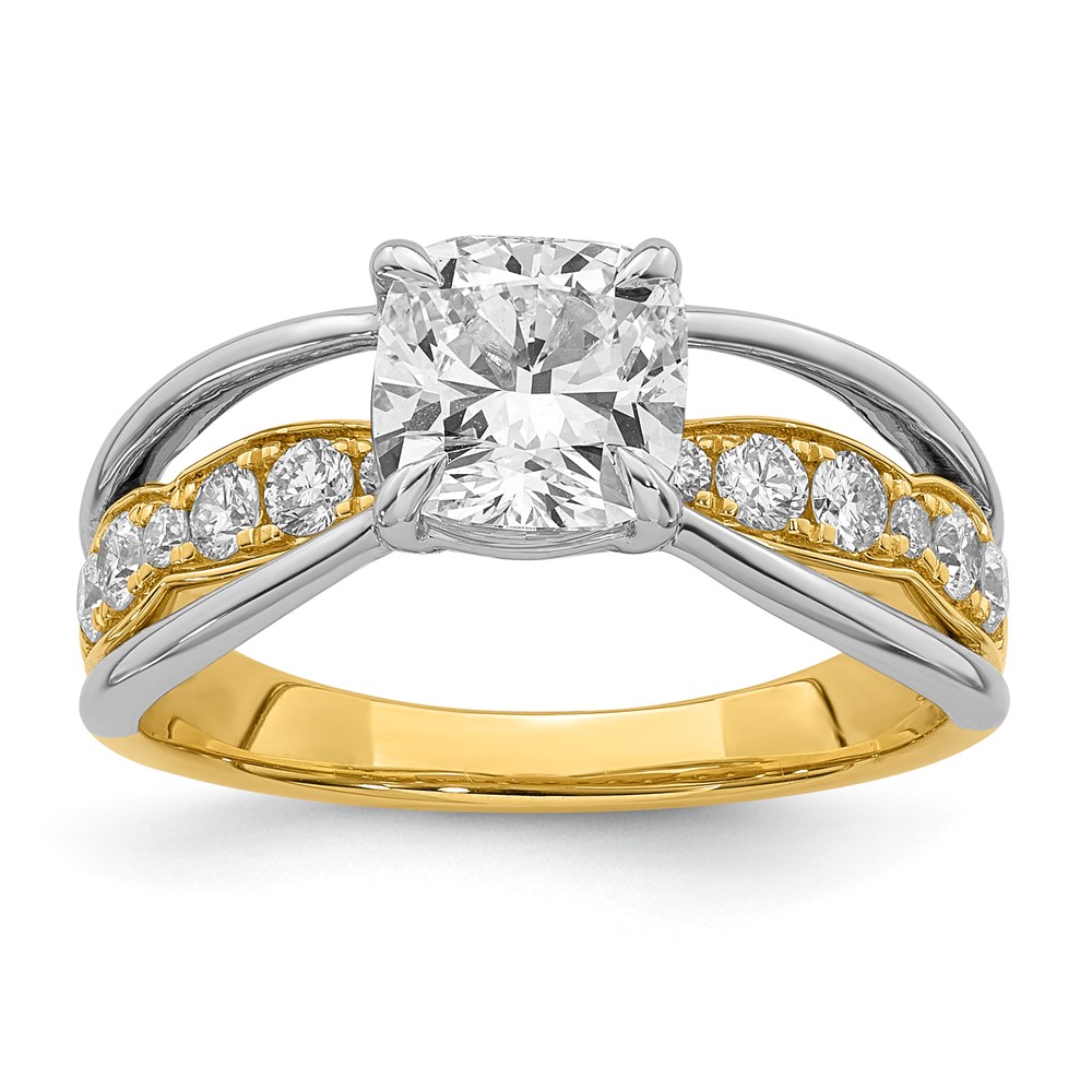 14ktt Certified Cushion Center Lab Grown Diamond VS+ F+ Ring