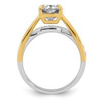 14ktt Certified Cushion Center Lab Grown Diamond VS+ F+ Ring view 2