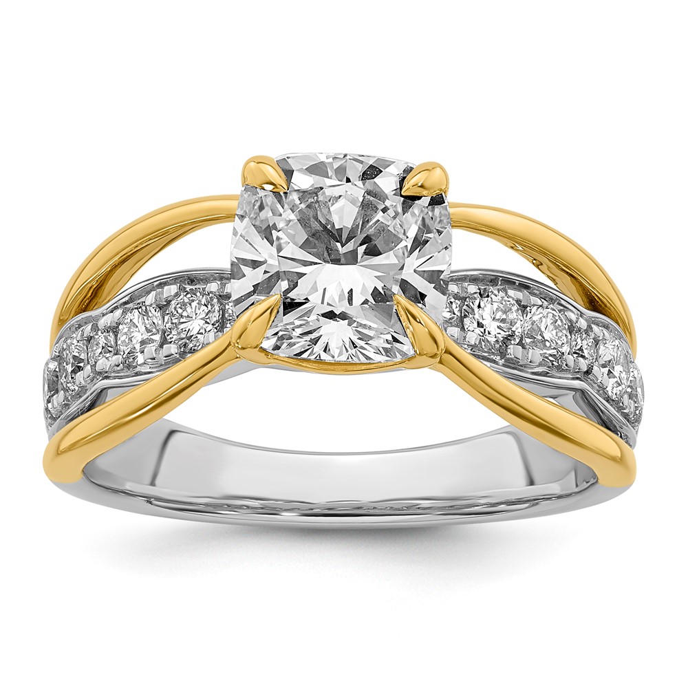 14ktt Certified Cushion Center Lab Grown Diamond VS+ F+ Ring