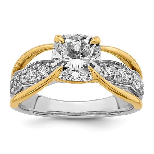 14ktt Certified Cushion Center Lab Grown Diamond VS+ F+ Ring