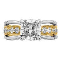 14ktt Certified Cushion Center Lab Grown Diamond VS+ F+ Ring view 4