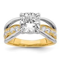 14ktt Certified Cushion Center Lab Grown Diamond VS+ F+ Ring view 1