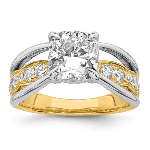 14ktt Certified Cushion Center Lab Grown Diamond VS+ F+ Ring