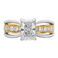 14ktt Certified Emerald Center Lab Grown Diamond VS+ F+ Ring view 4