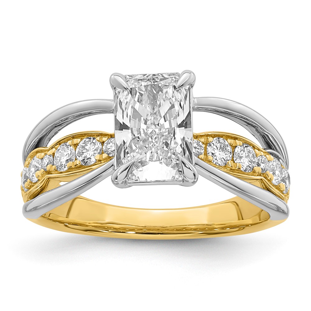 14ktt Certified Emerald Center Lab Grown Diamond VS+ F+ Ring