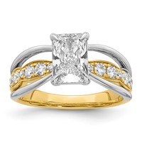 14ktt Certified Emerald Center Lab Grown Diamond VS+ F+ Ring view 1