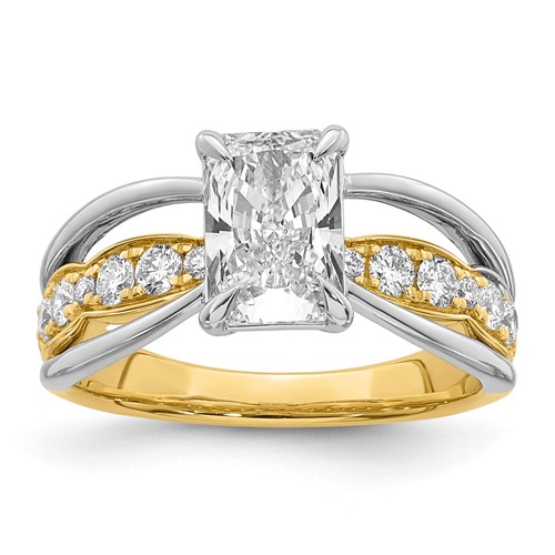 14ktt Certified Emerald Center Lab Grown Diamond VS+ F+ Ring