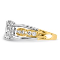 14ktt Certified Emerald Center Lab Grown Diamond VS+ F+ Ring view 3