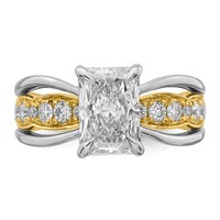 14ktt Certified Emerald Center Lab Grown Diamond VS+ F+ Ring view 4