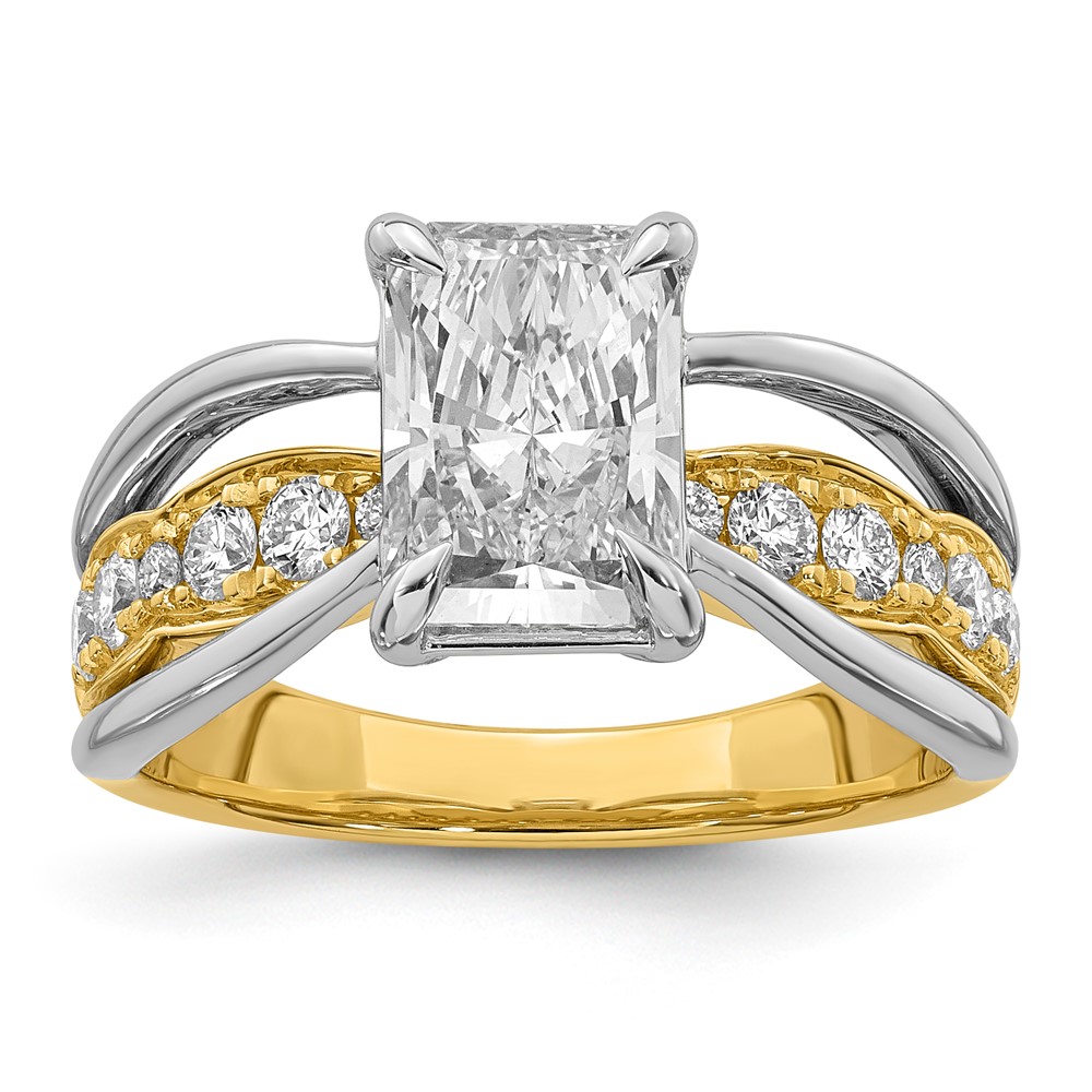 14ktt Certified Emerald Center Lab Grown Diamond VS+ F+ Ring