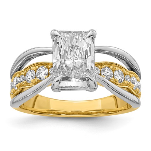 14ktt Certified Emerald Center Lab Grown Diamond VS+ F+ Ring