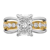 14ktt Certified Emerald Center Lab Grown Diamond VS+ F+ Ring view 4