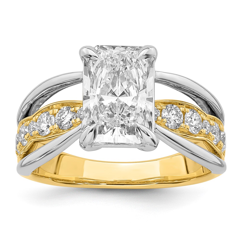 14ktt Certified Emerald Center Lab Grown Diamond VS+ F+ Ring