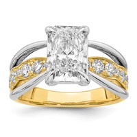 14ktt Certified Emerald Center Lab Grown Diamond VS+ F+ Ring view 1