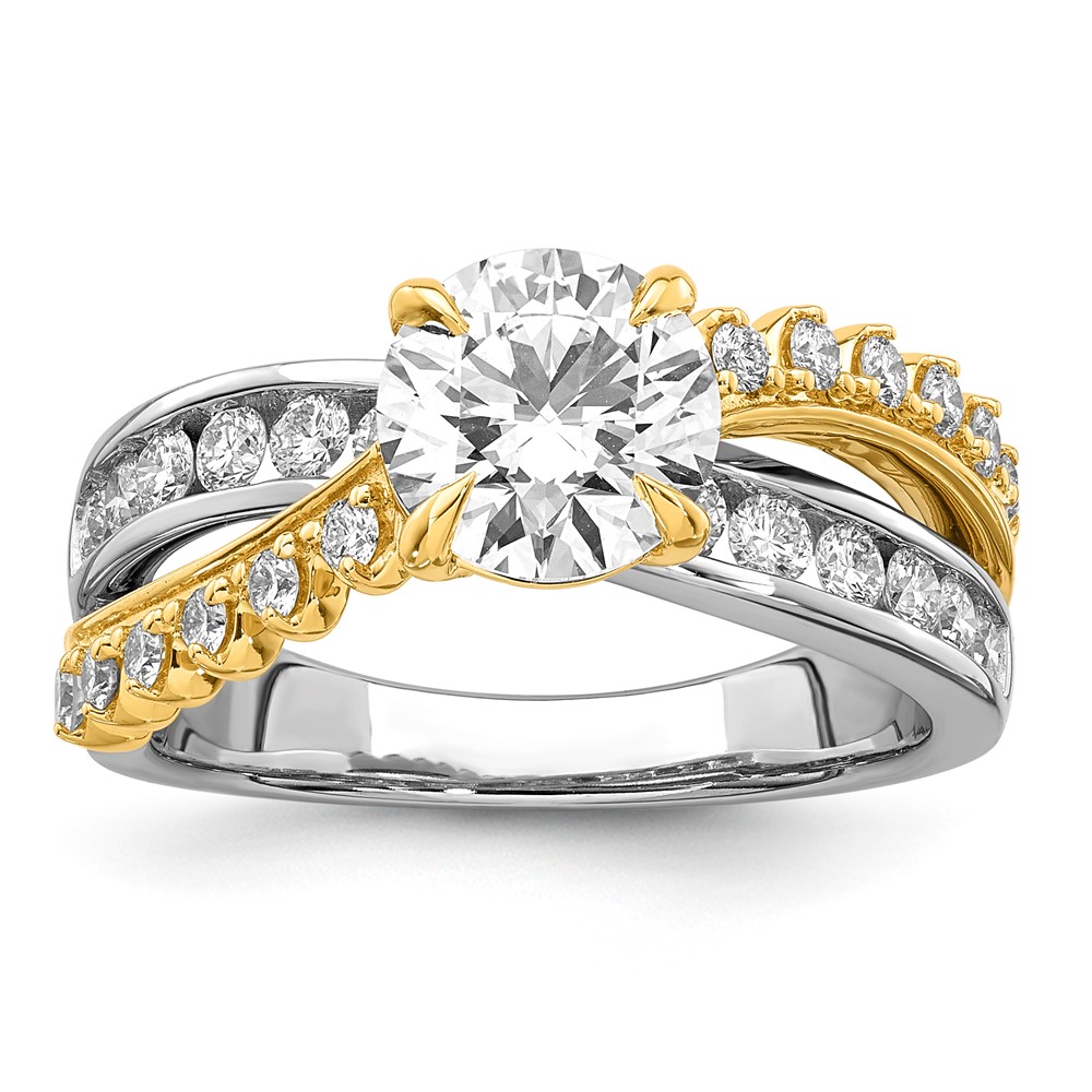 14ktt Certified Round Center Lab Grown Diamond VS+ F+ Ring