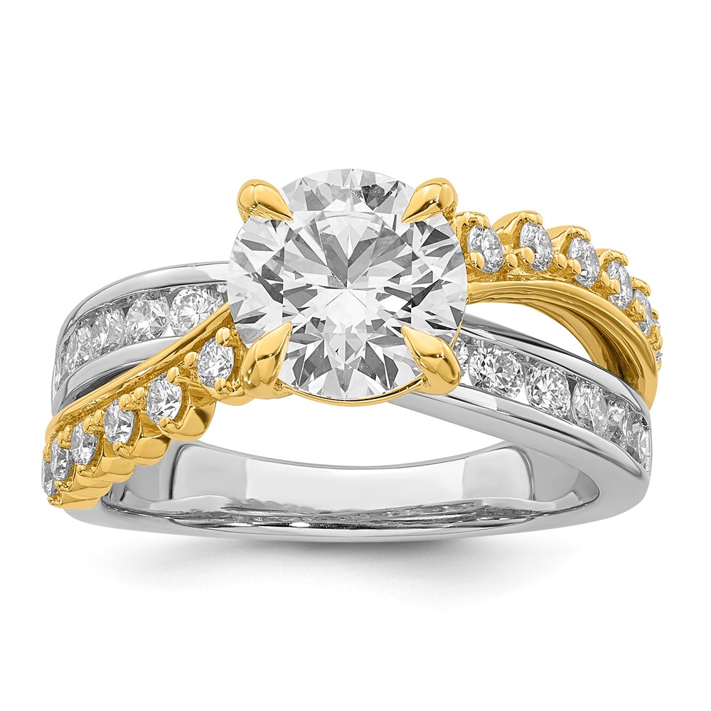 14ktt Certified Round Center Lab Grown Diamond VS+ F+ Ring
