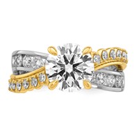 14ktt Certified Round Center Lab Grown Diamond VS+ F+ Ring view 4
