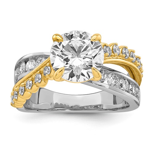 14ktt Certified Round Center Lab Grown Diamond VS+ F+ Ring