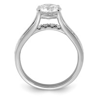 14K White Gold Certified Round Center Lab Grown Diamond VS+ F+ Ring view 2