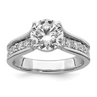 14K White Gold Certified Round Center Lab Grown Diamond VS+ F+ Ring view 1
