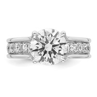14K White Gold Certified Round Center Lab Grown Diamond VS+ F+ Ring view 4