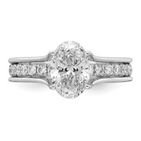 14K White Gold Certified Oval Center Lab Grown Diamond VS+ F+ Ring view 4