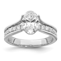 14K White Gold Certified Oval Center Lab Grown Diamond VS+ F+ Ring view 1