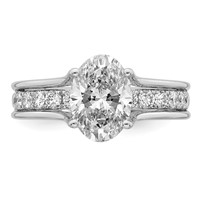 14K White Gold Certified Oval Center Lab Grown Diamond VS+ F+ Ring view 4