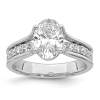 14K White Gold Certified Oval Center Lab Grown Diamond VS+ F+ Ring view 1