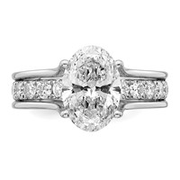 14K White Gold Certified Oval Center Lab Grown Diamond VS+ F+ Ring view 4