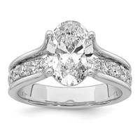 14K White Gold Certified Oval Center Lab Grown Diamond VS+ F+ Ring view 1