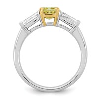 Emma Grace 14K Two-Tone 1.50 Carat Certified Lab Grown Diamond VS+ Radiant Vivid Yellow & VS+ F+ Baguette Complete Ring view 2