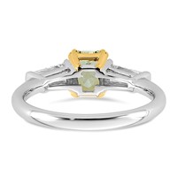 Emma Grace 14K Two-Tone 1.50 Carat Certified Lab Grown Diamond VS+ Radiant Vivid Yellow & VS+ F+ Baguette Complete Ring view 5