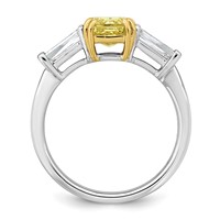 Emma Grace 14K Two-Tone 2.20 Carat Certified Lab Grown Diamond VS+ Radiant Vivid Yellow & VS+ F+ Baguette Complete Ring view 2