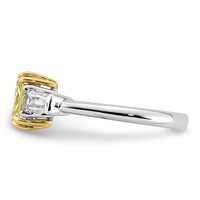 Emma Grace 14K Two-Tone 2.20 Carat Certified Lab Grown Diamond VS+ Radiant Vivid Yellow & VS+ F+ Baguette Complete Ring view 3