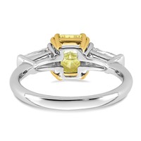 Emma Grace 14K Two-Tone 2.20 Carat Certified Lab Grown Diamond VS+ Radiant Vivid Yellow & VS+ F+ Baguette Complete Ring view 5
