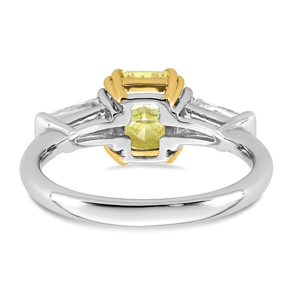 Emma Grace 14K Two-Tone 2 1/5 carat Certified Lab Grown Diamond VS+ Radiant Vivid Yellow & VS+ F+ Baguette Complete Ring